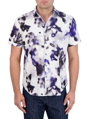 Robert Graham Tasman Men's Short Sleeve - White & Blue